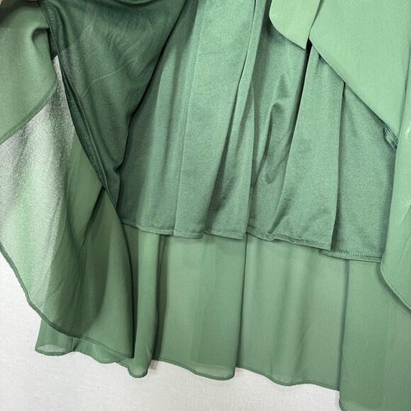 Baltic Born Katya Ruffle Dress Womens XL Green Faux Wrap Maxi Belted Formal - Picture 5 of 15